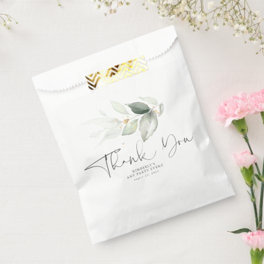 Greenery Gold Leaves Elegant Hartelijk dank Bedankzakje (Gezegeld)