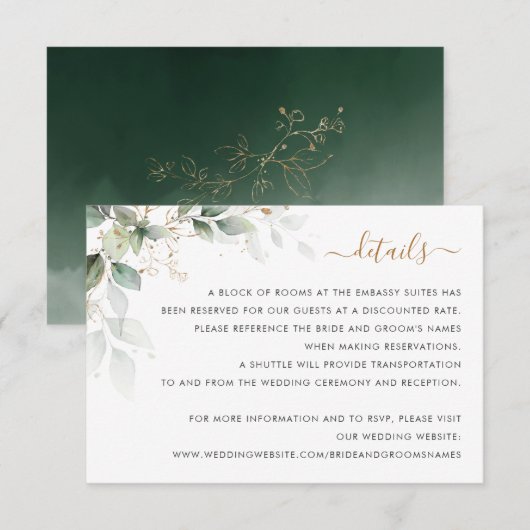 Greenery Gold Leaves Foliage Waterverf - Gegevens Kaart (Voorkant / Achterkant)