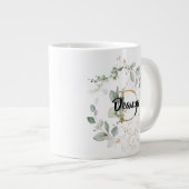 Greenery Gold Leaves Monogram Initiaal "D"-naam Grote Koffiekop (Voorkant rechts)