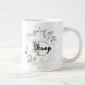 Greenery Gold Leaves Monogram Initiaal "D"-naam Grote Koffiekop (Rechts)