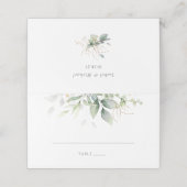 Greenery Gold Leaves Waterverf Elegant Place Card Plaatskaartje (Buitenkant ongevouwen)