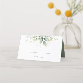 Greenery Gold Leaves Waterverf Elegant Place Card Plaatskaartje