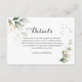 Greenery Gold Leaves Wedding Reception Details Informatiekaartje (Voorkant)
