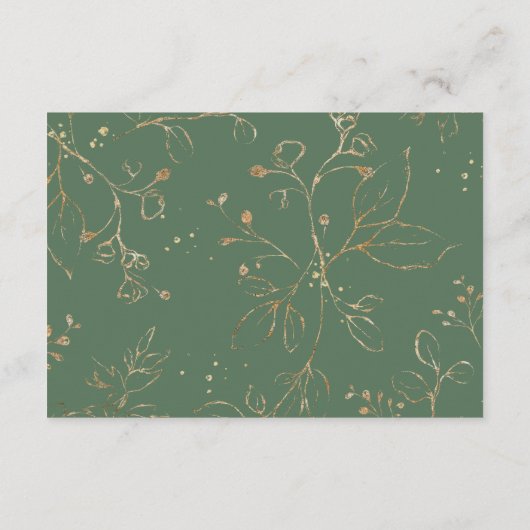 Greenery Gold Leaves Wedding Reception Details Informatiekaartje (Achterkant)