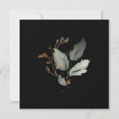 Greenery Gold Lijst op Black Christelijk Wedding Kaart (Achterkant)