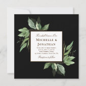 Greenery Gold Lijst op Black Christelijk Wedding Kaart (Voorkant)