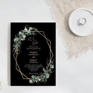 Greenery Gold Lijst Simple Black We wedden Kaart