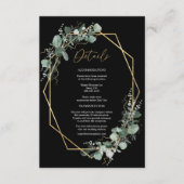 Greenery Gold Lijst Simple Black Wedding Details Informatiekaartje (Voorkant)