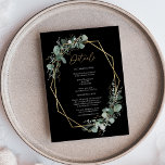 Greenery Gold Lijst Simple Black Wedding Details Informatiekaartje<br><div class="desc">Dit grove gouden lijst met eenvoudige zwarte trouwdetails is een behuizingskaart met een eenvoudige mix en een combinatie van coördinerende stijlen in zwart-wit met delicate grijze elementen, waardoor je een fraaie bloei kunt opbouwen rond eenvoudige, geavanceerde typografie en een prachtig, minimaal calligrafisch script. De waterverf eucalyptus en andere botanische bladeren...</div>
