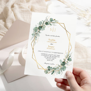 Greenery Gold Lijst Simple Monogram Weddenschap Kaart