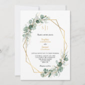Greenery Gold Lijst Simple Monogram Weddenschap Kaart (Voorkant)
