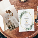 Greenery Gold Lijst Simple We maken foto van bruil Kaart<br><div class="desc">Dit groene gouden lijst is eenvoudig en biedt een eenvoudig ontwerp voor de uitnodiging voor een fotobruiloft. Het past eenvoudig coördinerende stijlen in zwart-wit aan met delicate grijze elementen, waardoor je een fraaie bloei kunt realiseren rond eenvoudige, geavanceerde typografie en een prachtig, minimaal kalligrafiescript. De waterverf eucalyptus en andere botanische...</div>