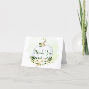 Greenery Gold Little Pumpkin Baby shower Bedankkaart