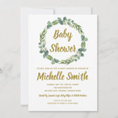 Greenery Gold Minimalist Olive Branch Baby shower Kaart (Voorkant)