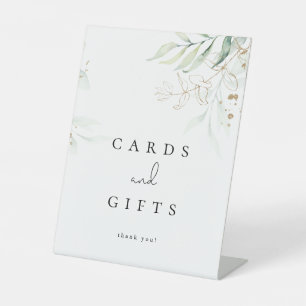 Greenery Gold Modern Cards en Gifts Reclamebord Met Voetstuk