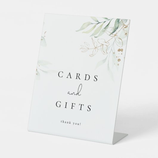 Greenery Gold Modern Cards en Gifts  Reclamebord Met Voetstuk (Voorkant)