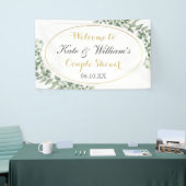 Greenery Gold Monogram Elegant Couples Shower Spandoek (Beurs)