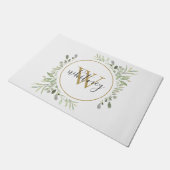 Greenery Gold Monogram Girly Script Deurmat (Schuin)