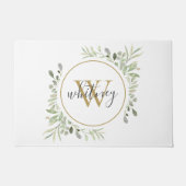 Greenery Gold Monogram Girly Script Deurmat (Voorkant)