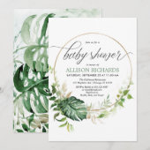 Greenery Gold Monstera Tropische bladeren baby sho Kaart (Voorkant / Achterkant)