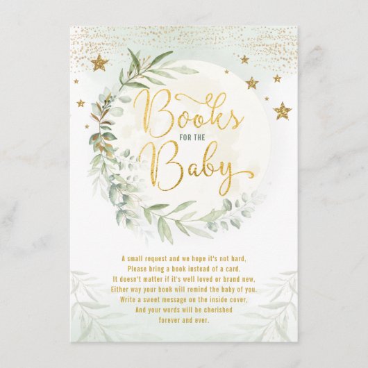 Greenery Gold Moon Twinkle Star Books voor Baby Informatiekaartje (Voorkant)