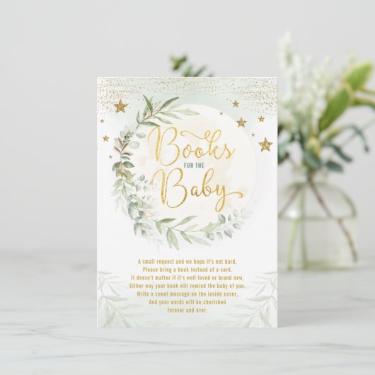 Greenery Gold Moon Twinkle Star Books voor Baby Informatiekaartje (Staand voorkant)