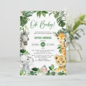 Greenery Gold Oerwoud Animals Safari Oh Baby showe Kaart (Staand voorkant)