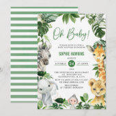 Greenery Gold Oerwoud Animals Safari Oh Baby showe Kaart (Voorkant / Achterkant)