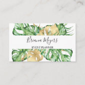 Greenery Gold Palm Leaves Tropical Visitekaartje (Voorkant)