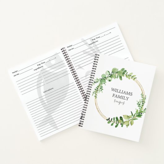 Greenery Gold Personalized Family Recipbook Notitieboek (Binnen)