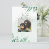 Greenery Gold PHOTO QR CODE Wedding Save Date RSVP Kaartje (Staand voorkant)