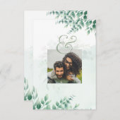 Greenery Gold PHOTO QR CODE Wedding Save Date RSVP Kaartje (Voorkant / Achterkant)