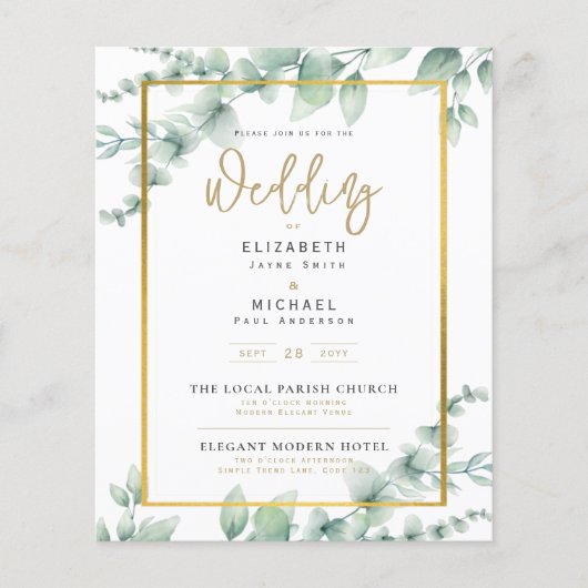 Greenery Gold PHOTO Wedding Invite BUDGET (Voorkant)