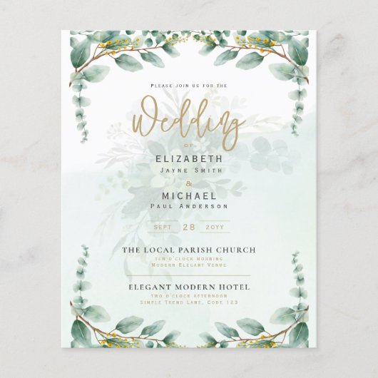 Greenery Gold PHOTO Wedding Invite BUDGET (Voorkant)