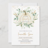 Greenery Gold Pumpkin Baby shower Kaart (Voorkant)