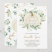 Greenery Gold Pumpkin Baby shower Kaart (Voorkant / Achterkant)
