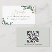 Greenery Gold QR Code Wedding Enclosure Card Visitekaartje (Voorkant / Achterkant)