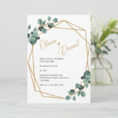 Greenery Gold Rectangle Huwelijksuitnodiging Kaart (Staand voorkant)