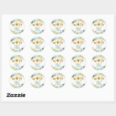 Greenery Gold Safari Animal Birthday Ronde Sticker (Vel)