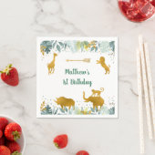 Greenery Gold Safari Animal Birthday Servet (Insitu)