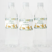 Greenery Gold Safari Animal Birthday Waterfles Etiket (Flessen)