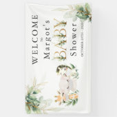 Greenery Gold Safari Animal Drive by Baby shower Spandoek (Verticaal)