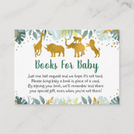 Greenery Gold Safari Baby shower Book Request Informatiekaartje