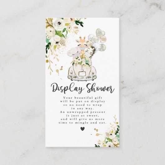 Greenery Gold Safari Baby shower Display Shower Informatiekaartje (Voorkant)