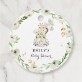 Greenery Gold Safari-dieren rijden op Baby shower Bedankjes Labels (Voorkant)