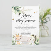 Greenery Gold Safari-dieren rijden op Baby shower Kaart (Staand voorkant)