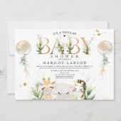 Greenery Gold Safari-dieren rijden op Baby shower Kaart (Voorkant)