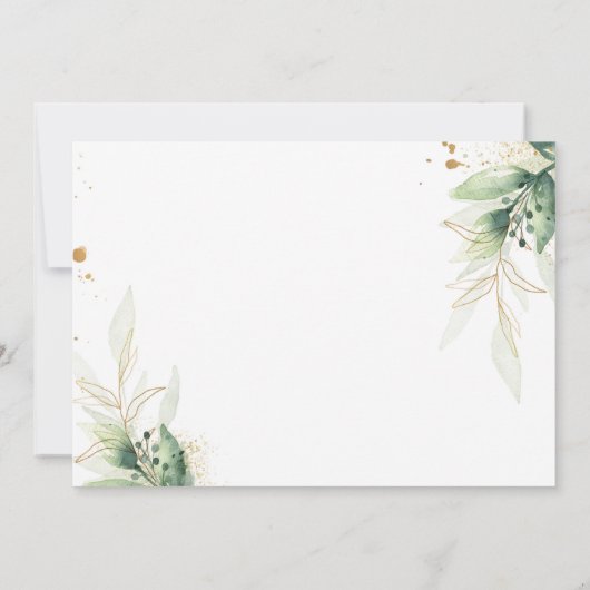 Greenery Gold Safari-dieren rijden op Baby shower Kaart (Achterkant)