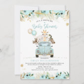 Greenery Gold Safari-dieren rijden op Baby shower Kaart (Voorkant)