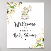Greenery Gold Safari-dieren rijden op Baby shower Poster (Voorkant)